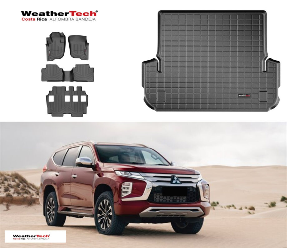 Combo Mitsubishi Montero Sport 2016-2025, Alfombras de Bandeja, 3 filas y cajuela, WeatherTech