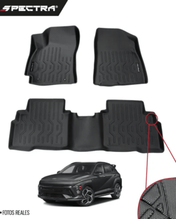 Hyundai Kona 2024-2025, Alfombras de Bandeja Corrugadas, 2 filas, Spectra.