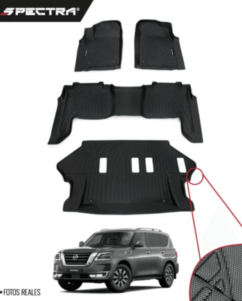Nissan Patrol 2014-2025, Alfombras de Bandeja Corrugada, 3 filas, Spectra.