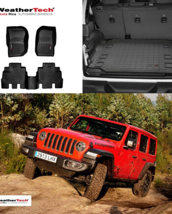 Combo Jeep Wrangler 4 Puertas 2018-2024, Alfombras de Bandeja, 2 filas y cajuela, WeatherTech.